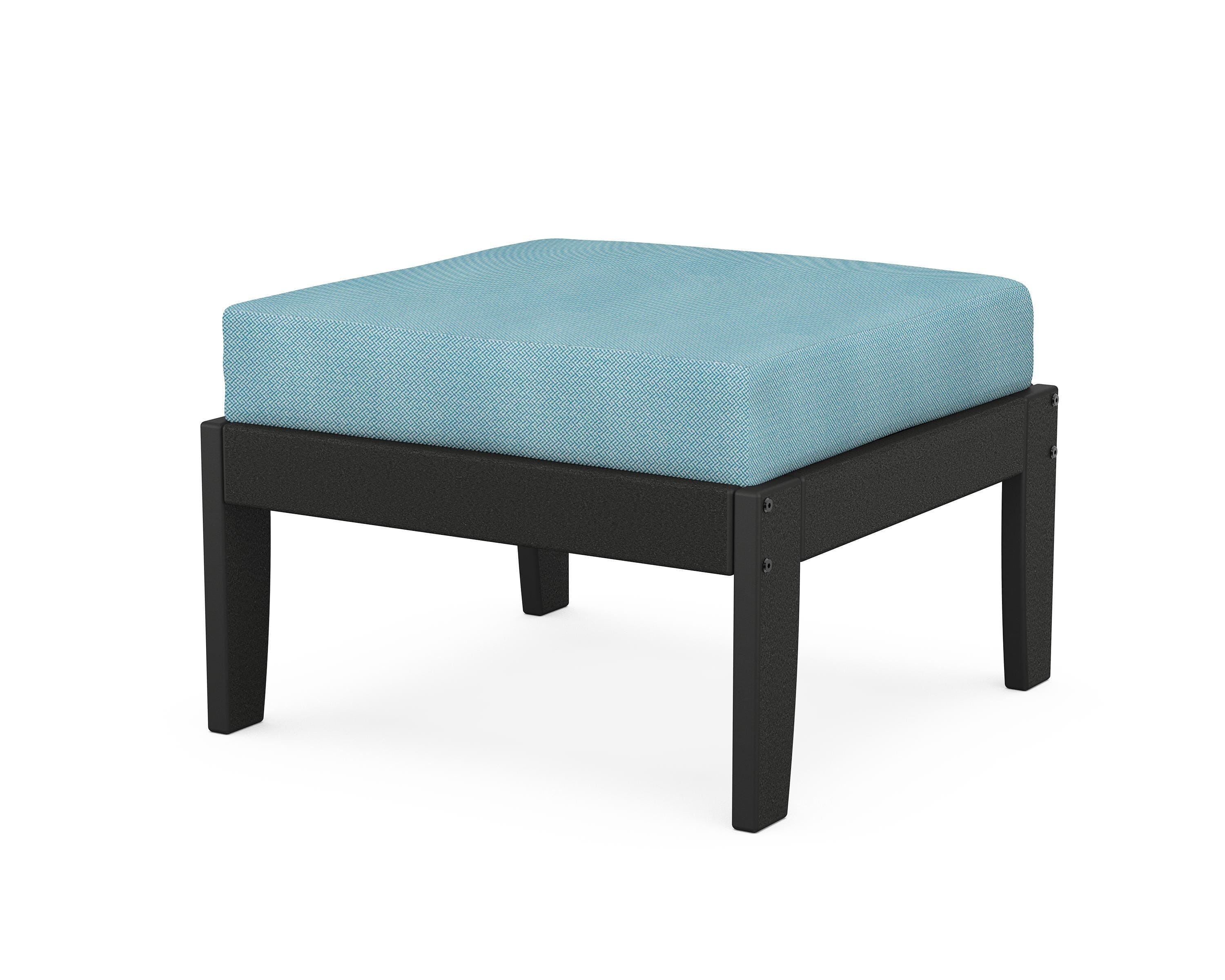 Unbranded Modular Ottoman - Classic in Black / Lattice Sky Blue