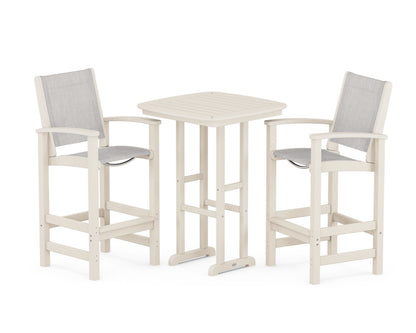 POLYWOOD® Coastal 3-Piece Bar Set in Sand / Parchment Sling