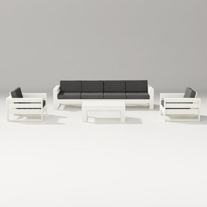 PW Designer Series Latitude 5-Piece Lounge Sofa Set in Vintage White / Spectrum Carbon