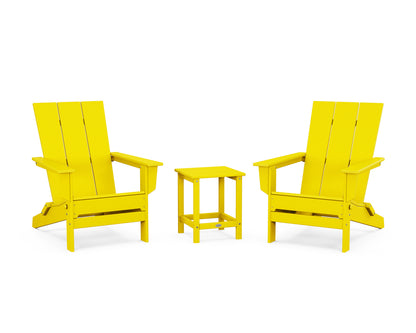 POLYWOOD® 3-Piece Modern Studio Folding Adirondack Set in Lemon