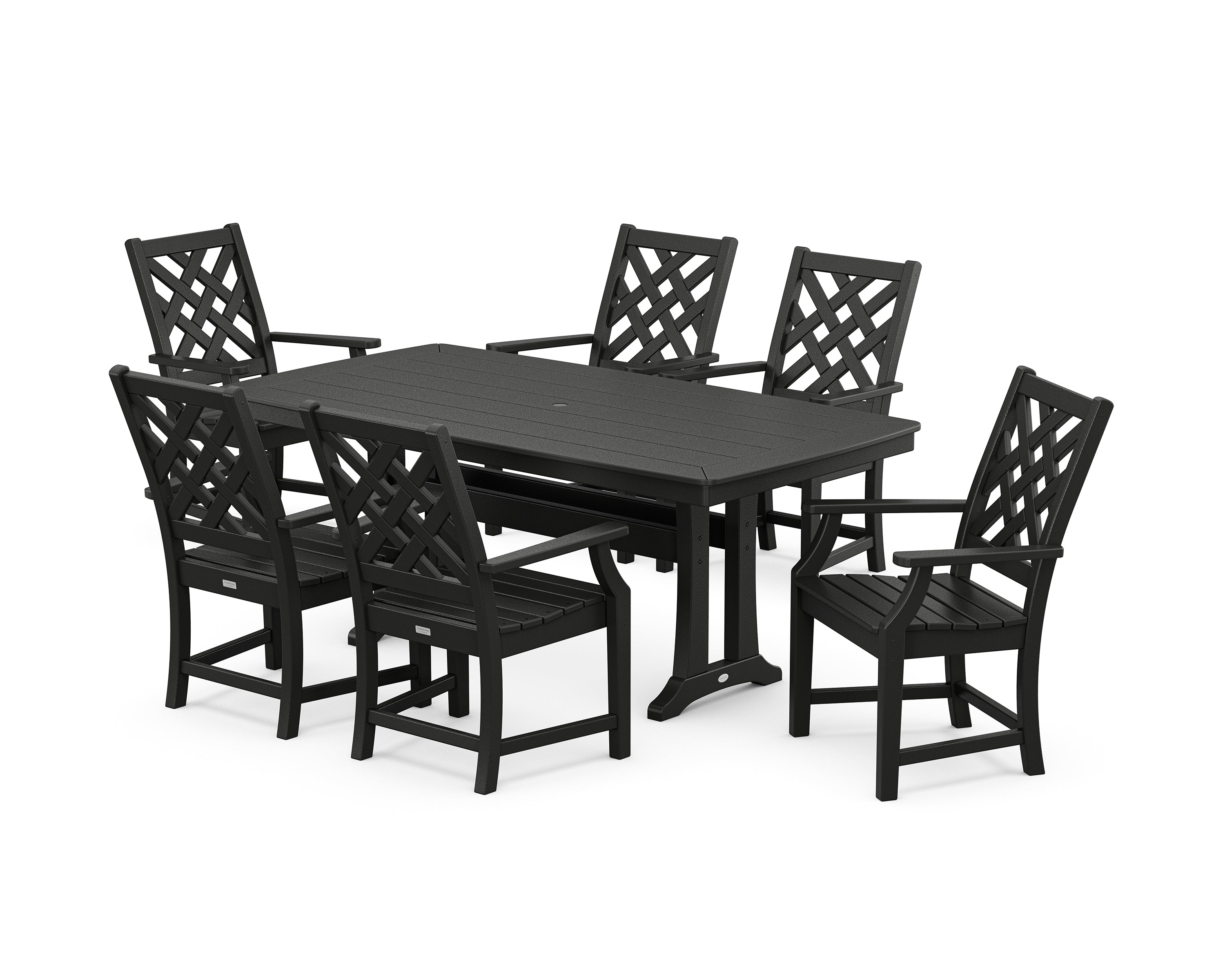 Country Living Wovendale Arm Chair 7-Piece Dining Set with Trestle Legs in Black