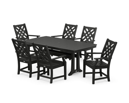 Country Living Wovendale Arm Chair 7-Piece Dining Set with Trestle Legs in Black