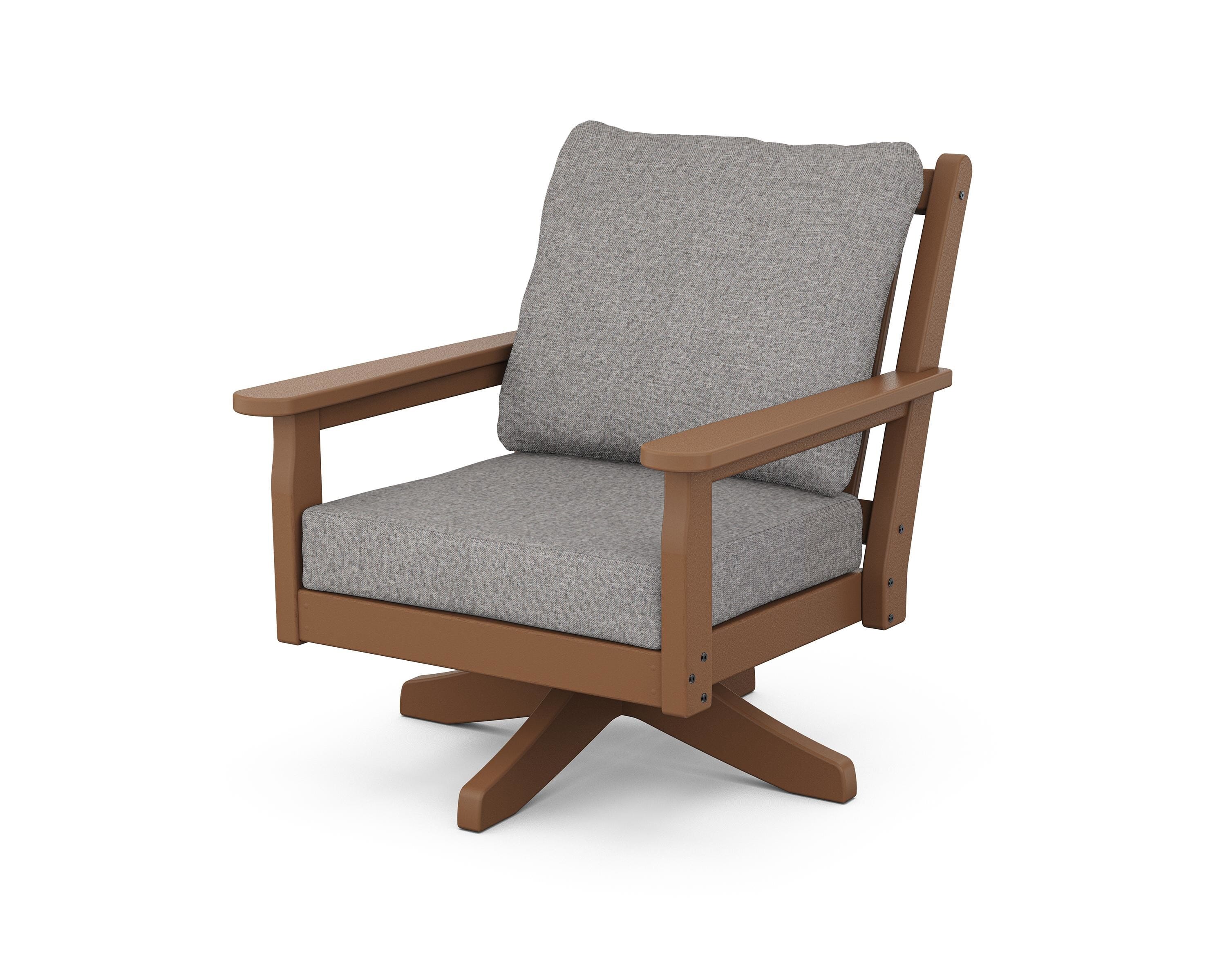 POLYWOOD® Chippendale Deep Seating Swivel Chair in Teak / Grey Mist
