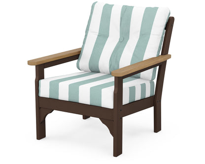 POLYWOOD® Vineyard Deep Seating Chair in Mahogany / Natural / Cabana Stripe Glacier Spa