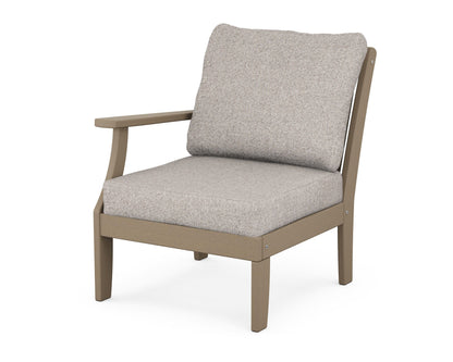 POLYWOOD® Braxton Modular Left Arm Chair in Vintage Sahara / Weathered Tweed