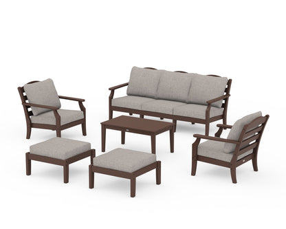Draper James™ by  POLYWOOD® Savannah 6-Piece Lounge Sofa Set in Mahogany / Weathered Tweed
