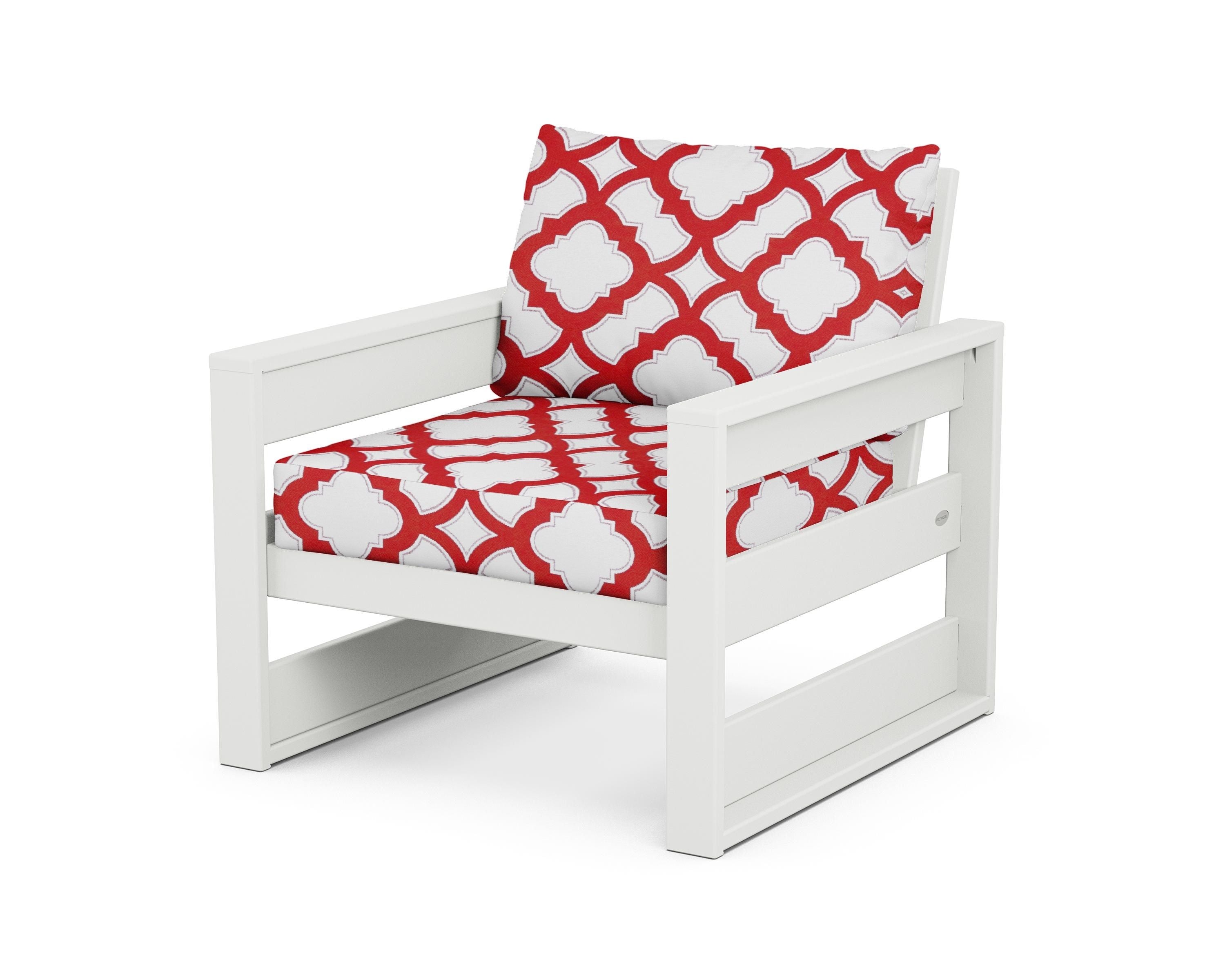 POLYWOOD® Westport Club Chair in White / Trellis Crimson