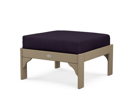 POLYWOOD¬Æ Vineyard Deep Seating Ottoman in Vintage Sahara / Navy Linen