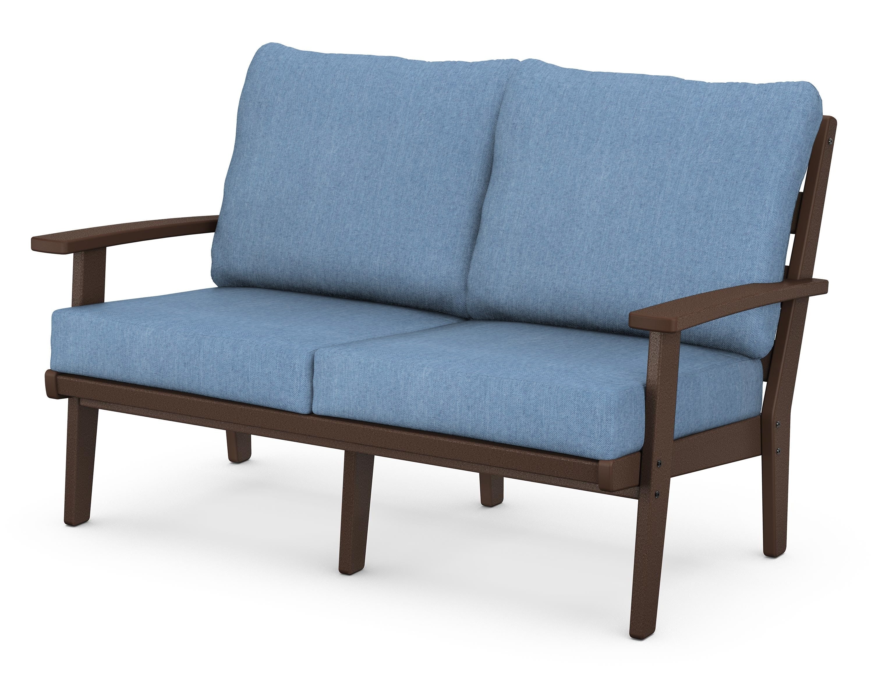 POLYWOOD® Grant Park Deep Seating Loveseat in Mahogany / Sky Blue