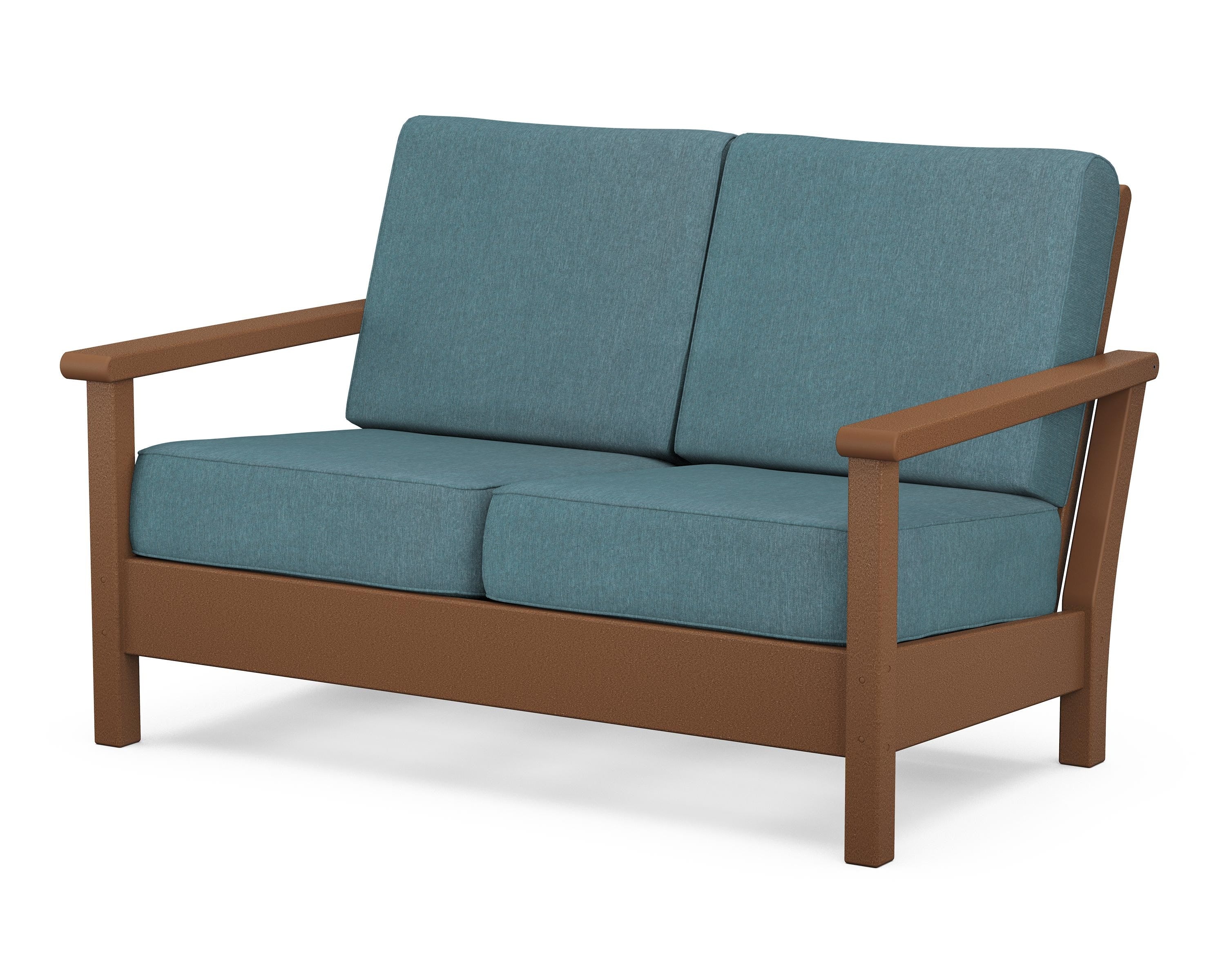 POLYWOOD® Harbour Deep Seating Loveseat in Teak / Ocean Teal