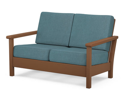 POLYWOOD® Harbour Deep Seating Loveseat in Teak / Ocean Teal
