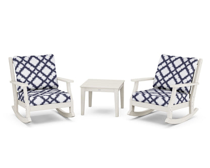Country Living Wovendale 3-Piece Deep Seating Rocker Set in Sand / Trellis Navy