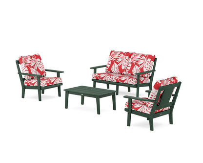 POLYWOOD® Prairie 4-Piece Deep Seating Set with Loveseat in Green / Leaf Crimson