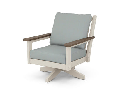 POLYWOOD® Chippendale Deep Seating Swivel Chair in Sand / Kona / Spa