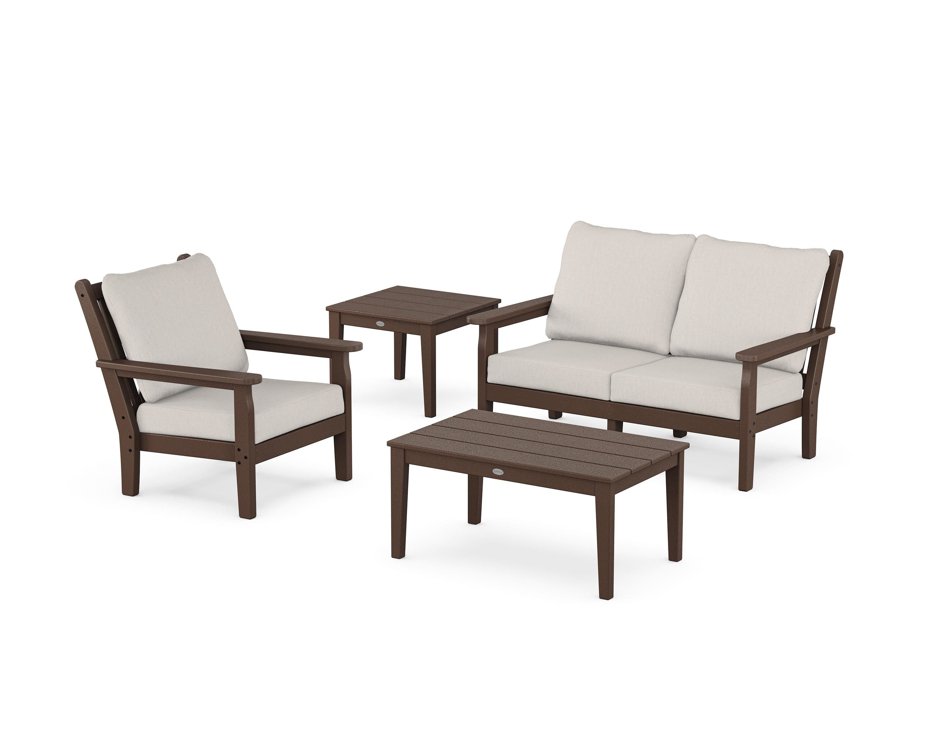 POLYWOOD® Chippendale 4-Piece Deep Seating Set in Mahogany / Cast Ash