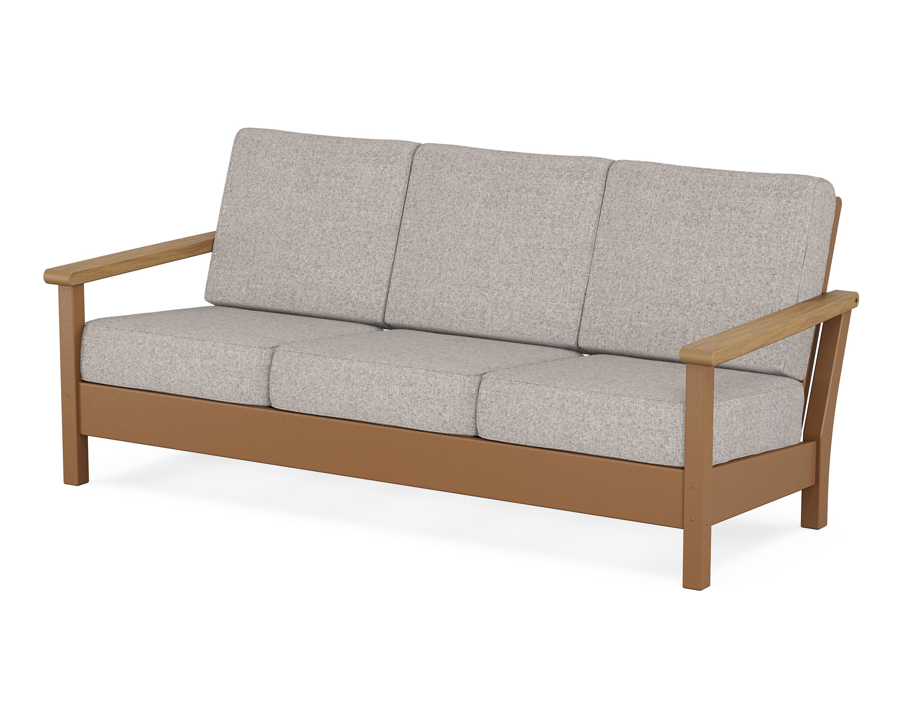 POLYWOOD® Harbour Deep Seating Sofa in Teak / Natural / Weathered Tweed
