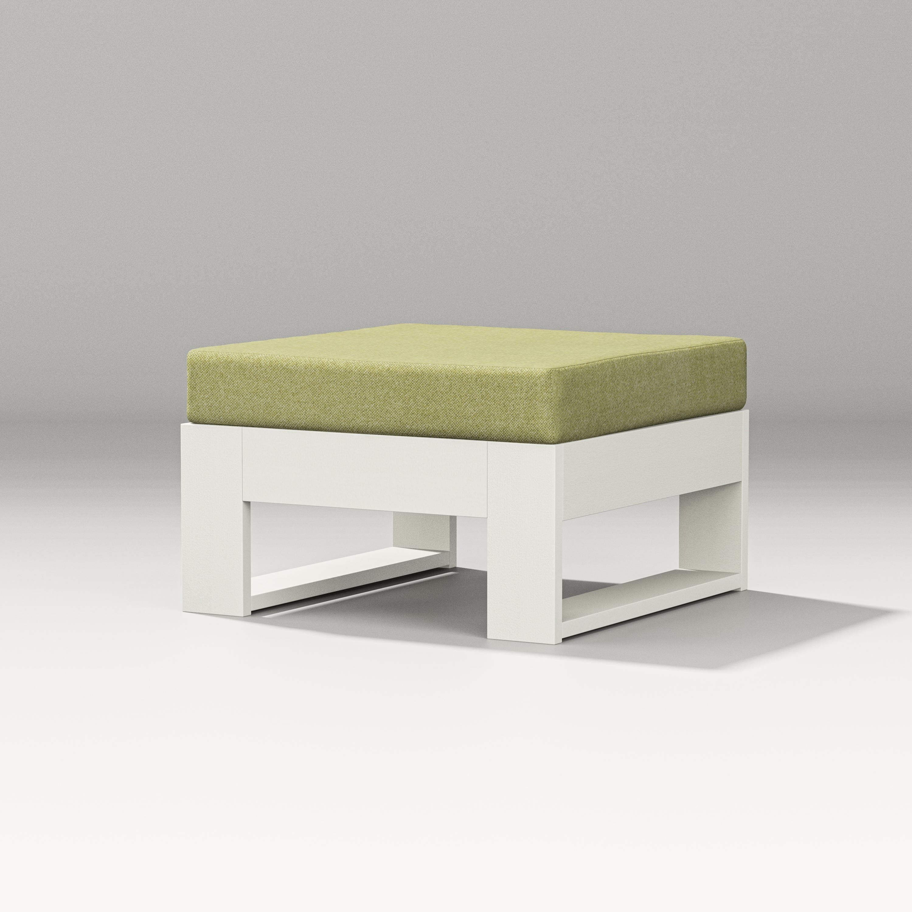 PW Designer Series Latitude Lounge Ottoman in Vintage White / Chartreuse Boucle