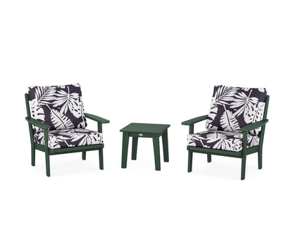 POLYWOOD® Oxford 3-Piece Deep Seating Set in Green / Leaf Navy