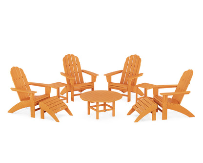 POLYWOOD® Vineyard Curveback Adirondack Chair 9-Piece Conversation Set in Tangerine