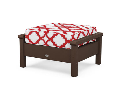 POLYWOOD® Harbour Deep Seating Ottoman in Mahogany / Trellis Crimson
