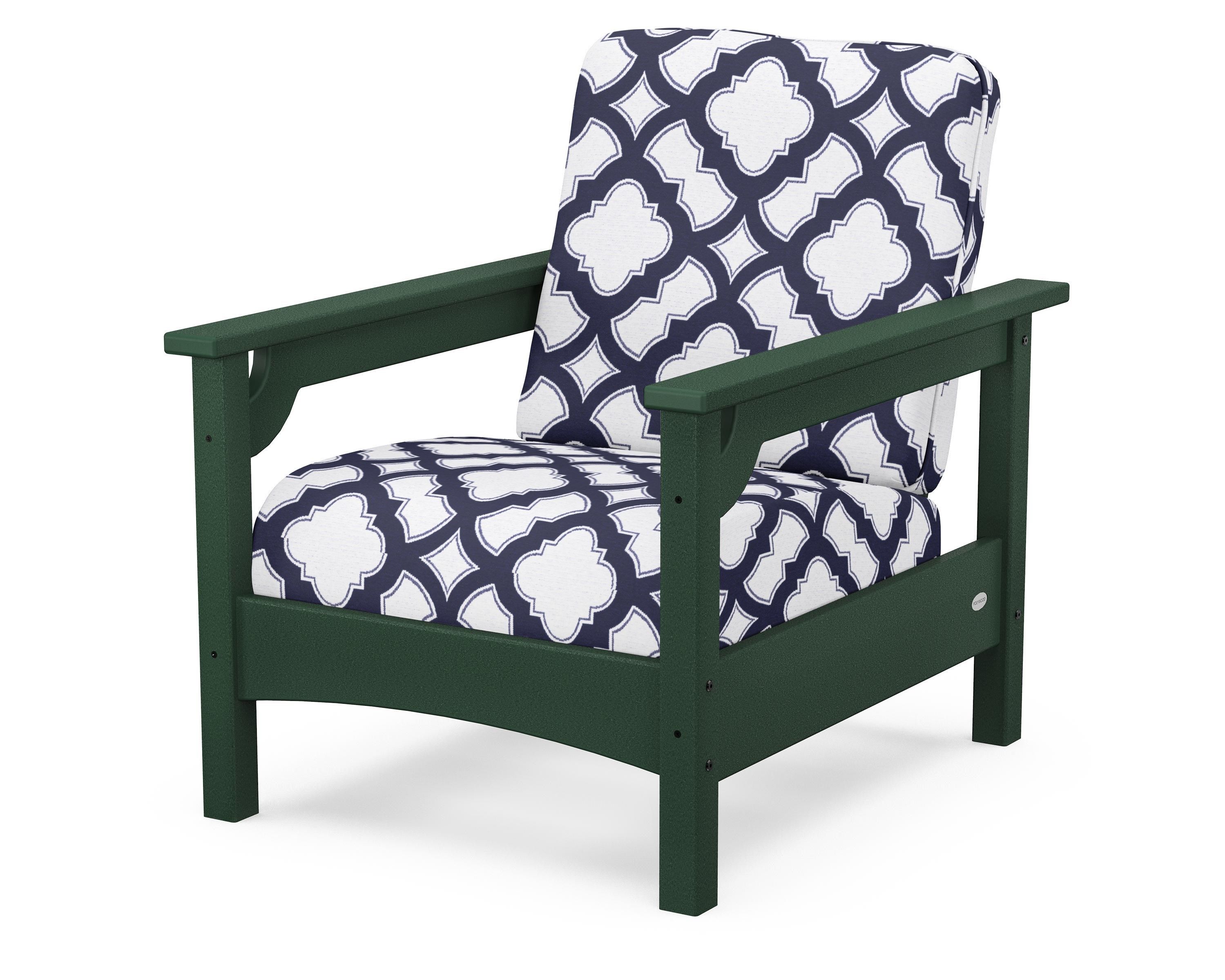 POLYWOOD® Club Chair in Green / Trellis Navy