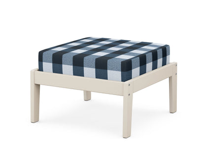 Unbranded Deep Seating Ottoman in Sand / Buffalo Plaid Marine Indigo