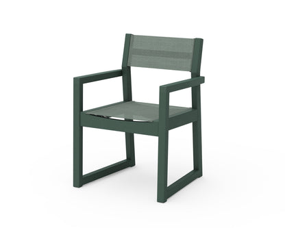 POLYWOOD® EDGE Sling Dining Arm Chair in Green / Dupioni Sea Mist Sling