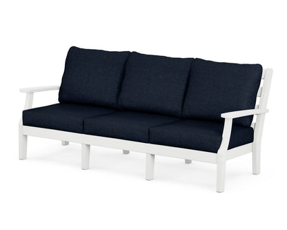 POLYWOOD® Chesapeake Deep Seating Sofa in White / Marine Indigo