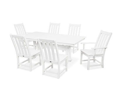 POLYWOOD® Vineyard 7-Piece Farmhouse Dining Set with Trestle Legs in White
