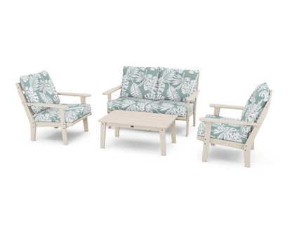 POLYWOOD® Lakeside 4-Piece Deep Seating Set in Sand / Leaf Glacier Spa