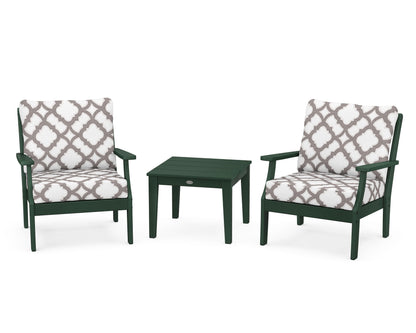 POLYWOOD® Braxton 3-Piece Deep Seating Set in Green / Trellis Grey Mist