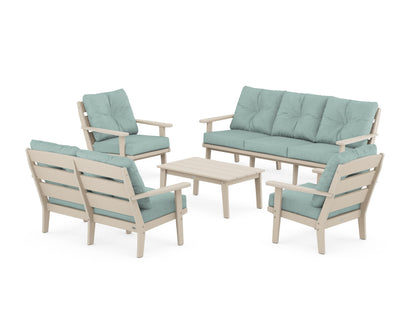 POLYWOOD® Lakeside 5-Piece Lounge Sofa Set in Sand / Glacier Spa
