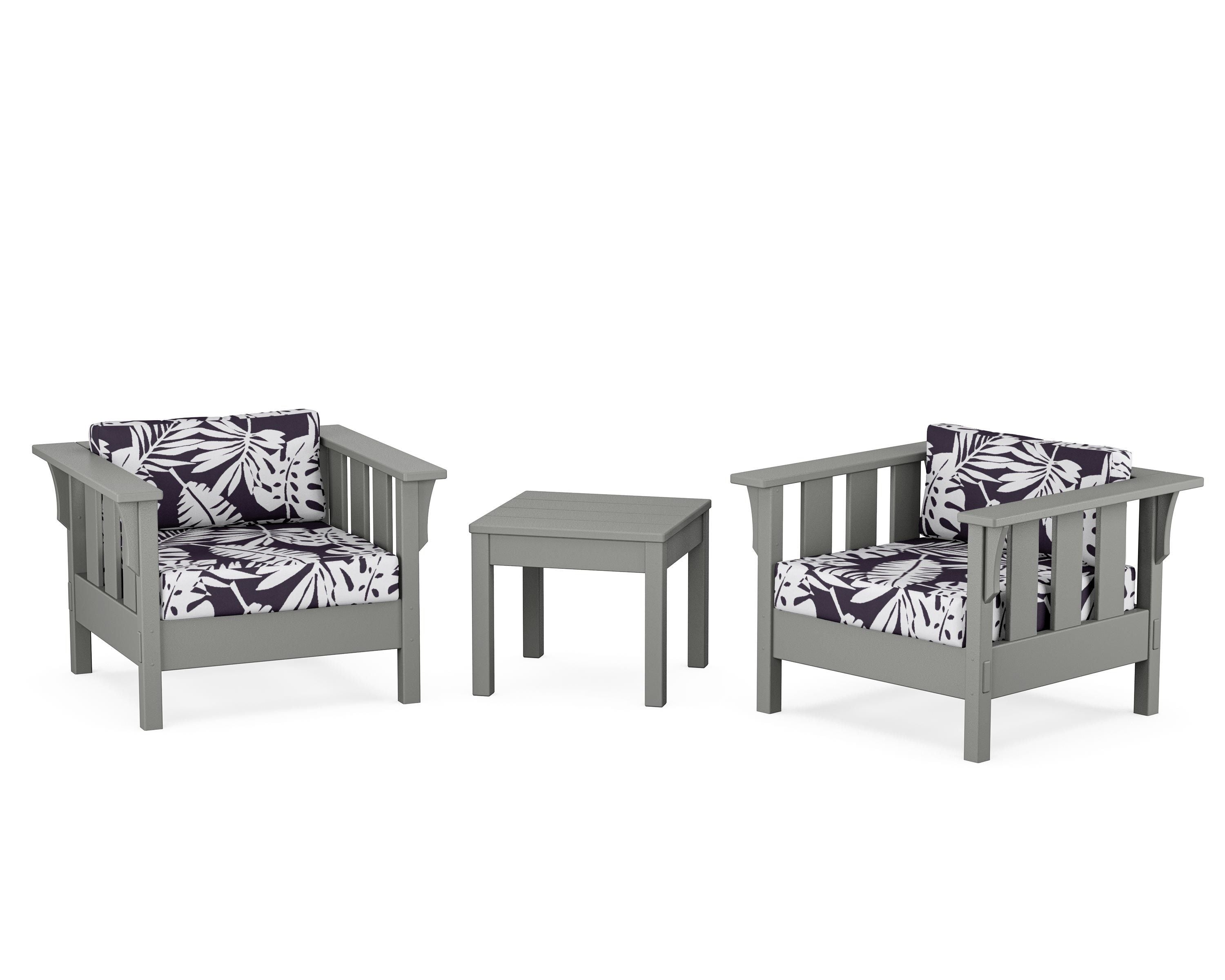 Martha Stewart by POLYWOOD® Acadia 3-Piece Deep Seating Set in Slate Grey / Leaf Navy