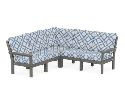 POLYWOOD® Vineyard 5-Piece Sectional in Slate Grey / Trellis Sky Blue