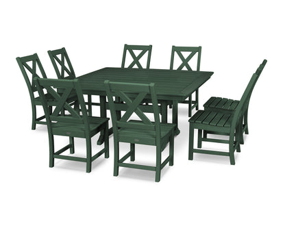 POLYWOOD® Braxton 9-Piece Nautical Trestle Dining Set in Green