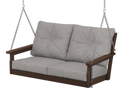 POLYWOOD® Vineyard Deep Seating Swing in Mahogany / Grey Mist