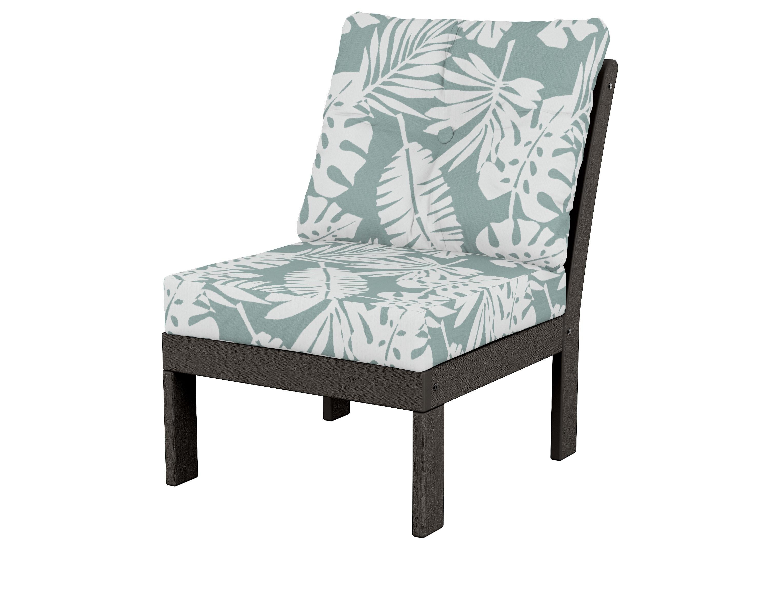 POLYWOOD® Vineyard Modular Armless Chair in Vintage Coffee / Leaf Glacier Spa