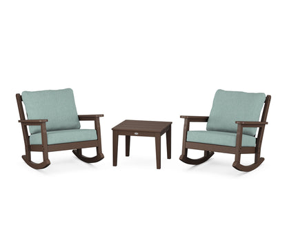 POLYWOOD® Chippendale 3-Piece Deep Seating Rocker Set in Mahogany / Glacier Spa