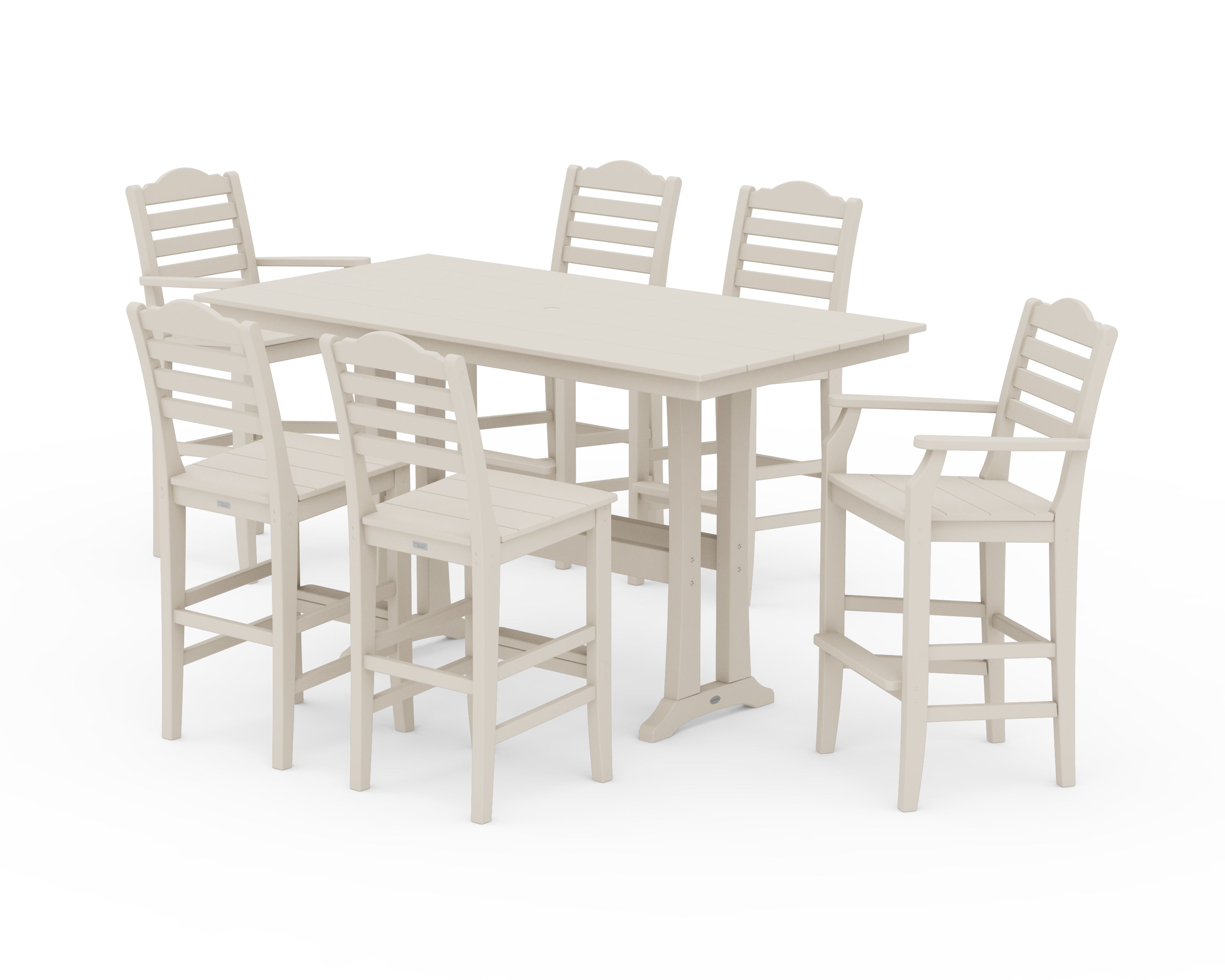 Draper James™ by  POLYWOOD® Savannah 7-Piece Farmhouse Bar Set with Trestle Legs in Sand