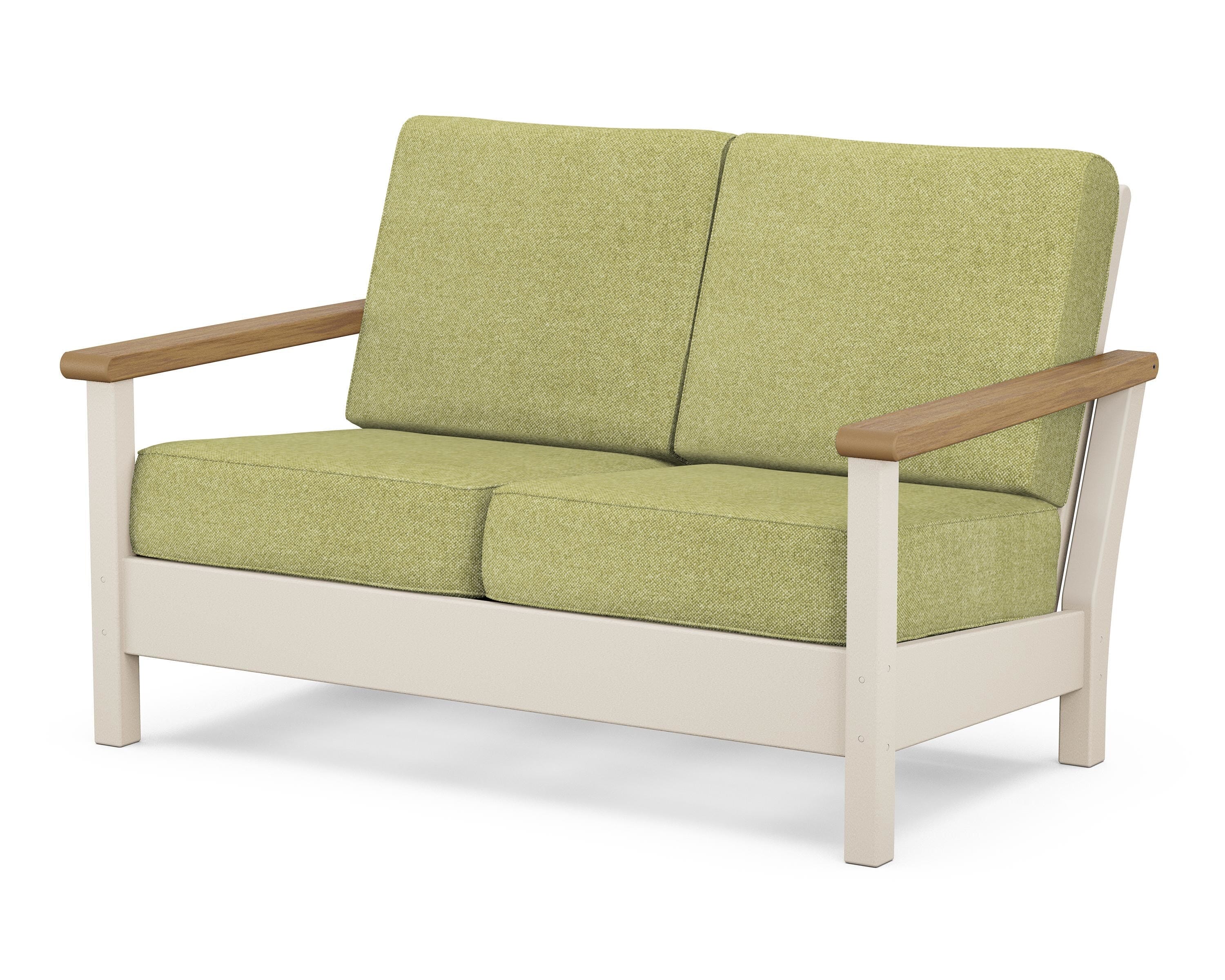 POLYWOOD® Harbour Deep Seating Loveseat in Sand / Natural / Chartreuse Boucle