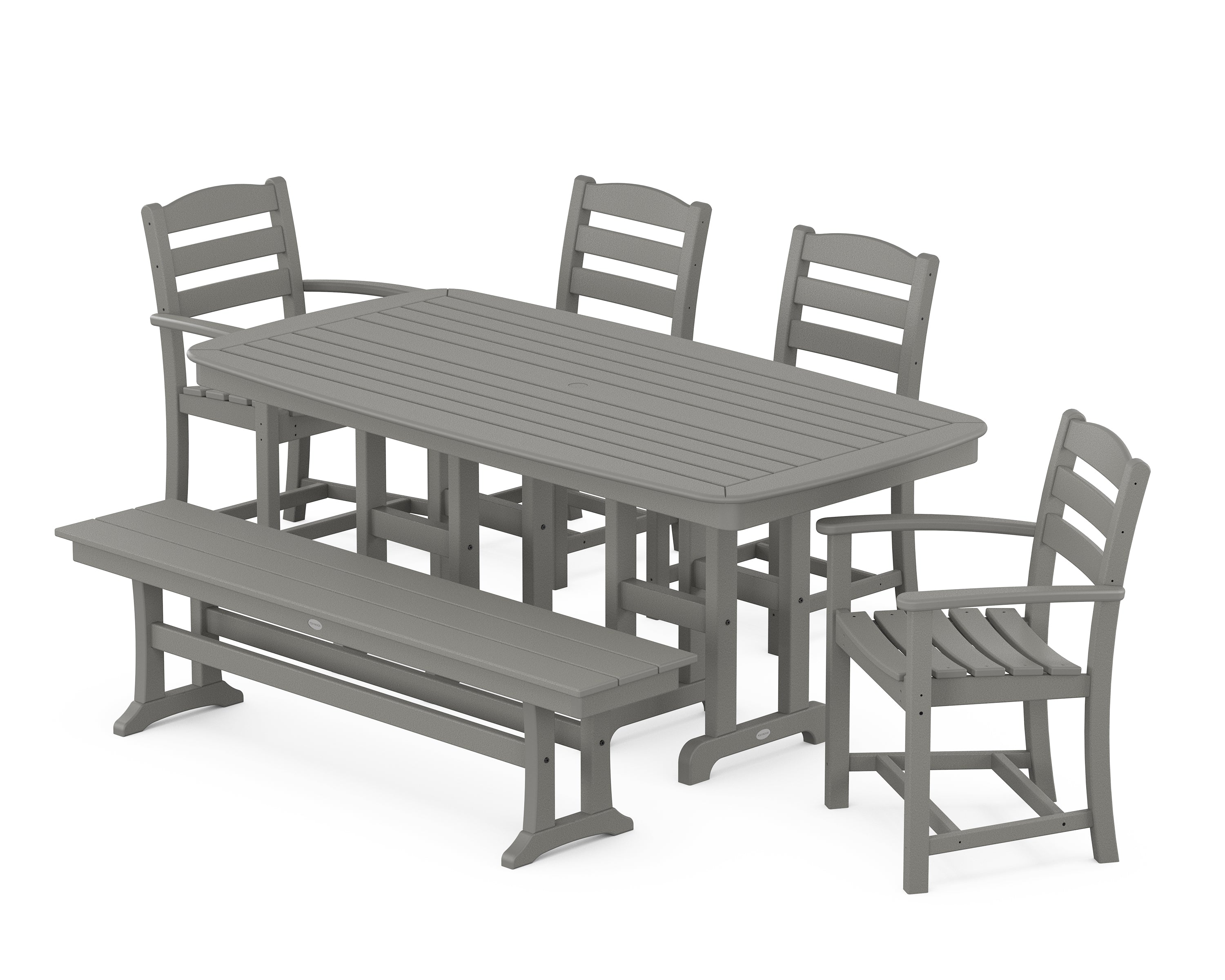 POLYWOOD® La Casa Café 6-Piece Dining Set with Bench in Slate Grey
