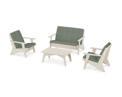 POLYWOOD® Riviera Modern Lounge 4-Piece Set in Sand / Cast Sage