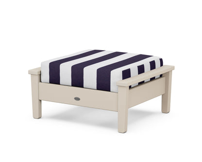 POLYWOOD® Prescott Deep Seating Ottoman in Sand / Cabana Stripe Navy