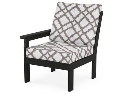 POLYWOOD® Vineyard Modular Left Arm Chair in Black / Trellis Grey Mist