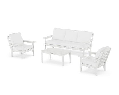 Country Living Cottage 4-Piece Deep Seating Set with Sofa in White / Natural