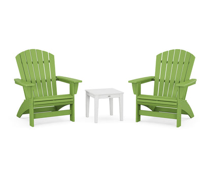 POLYWOOD® 3-Piece Nautical Grand Adirondack Set in Lime / White