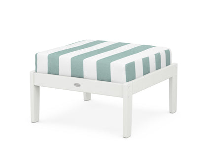 POLYWOOD® Braxton Deep Seating Ottoman in Vintage White / Cabana Stripe Glacier Spa