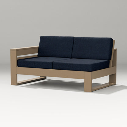 PW Designer Series Latitude Modular Left Arm Loveseat in Vintage Sahara / Marine Indigo