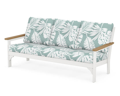 POLYWOOD® Vineyard Deep Seating Sofa in White / Natural / Leaf Glacier Spa