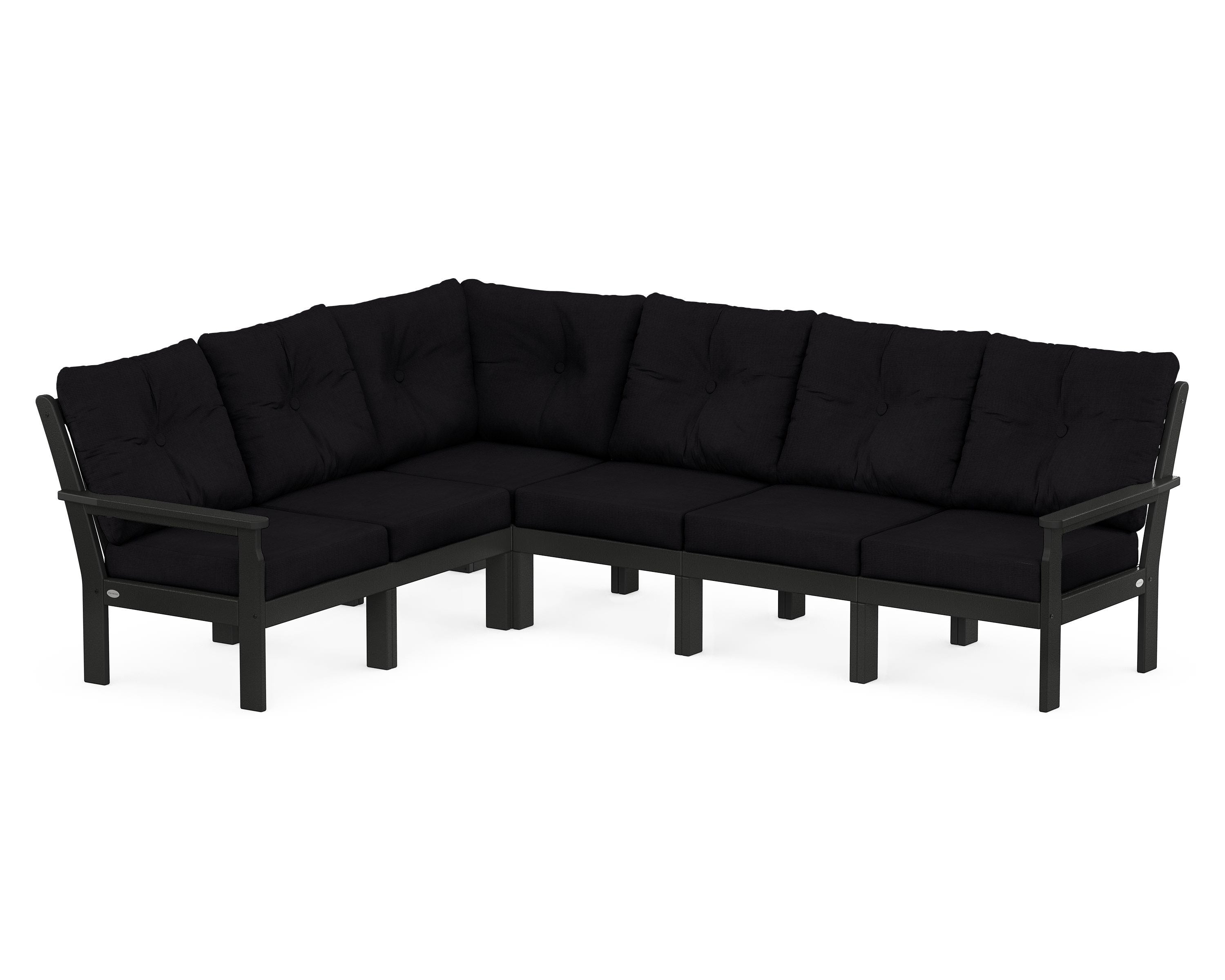 POLYWOOD® Vineyard 6-Piece Sectional in Black / Midnight Linen